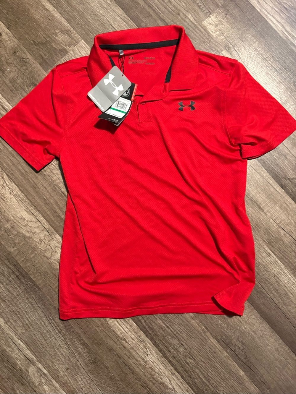Under Armour Men’s Bright Red Polo with Black Logo